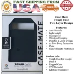 Case-Mate Black MagSafe Shockproof Case for Google Pixel 8, providing 12ft drop protection